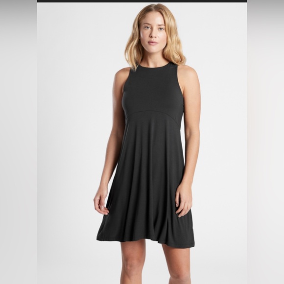 Athleta Santorini Thera Dress Black soft, shelf bra, Sz XXS - Picture 1 of 10